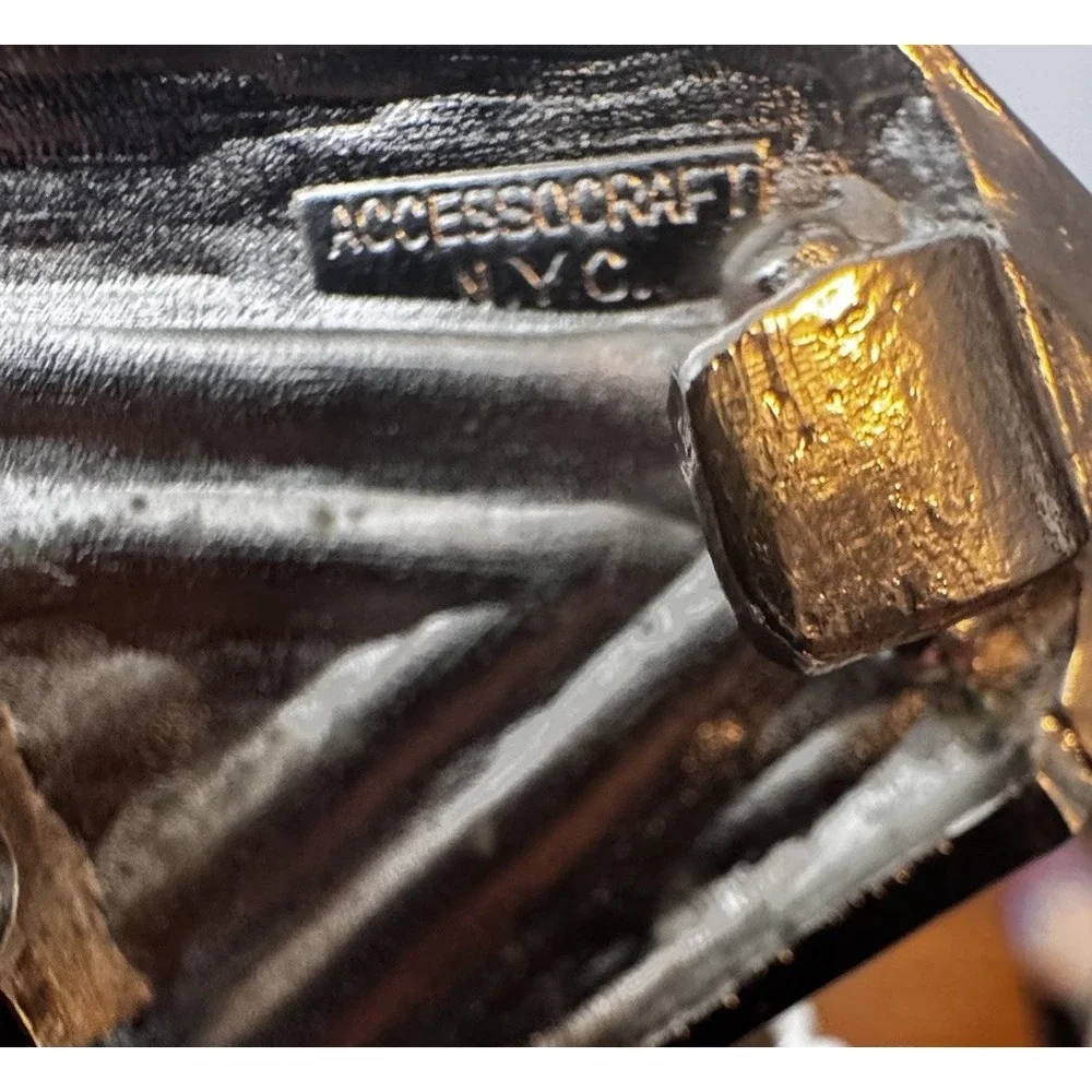 Vintage Accessocraft NYC Silver Tone Stretch Belt Art Deco Buckle